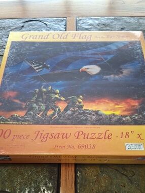 Grand Old Flag Patriotic Jigsaw Puzzle - Eagle & Iwo Jima Artwork
